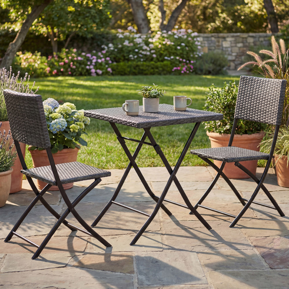GARDEN VIDA Capri Rattan Effect 2 Seater Bistro Set Grey