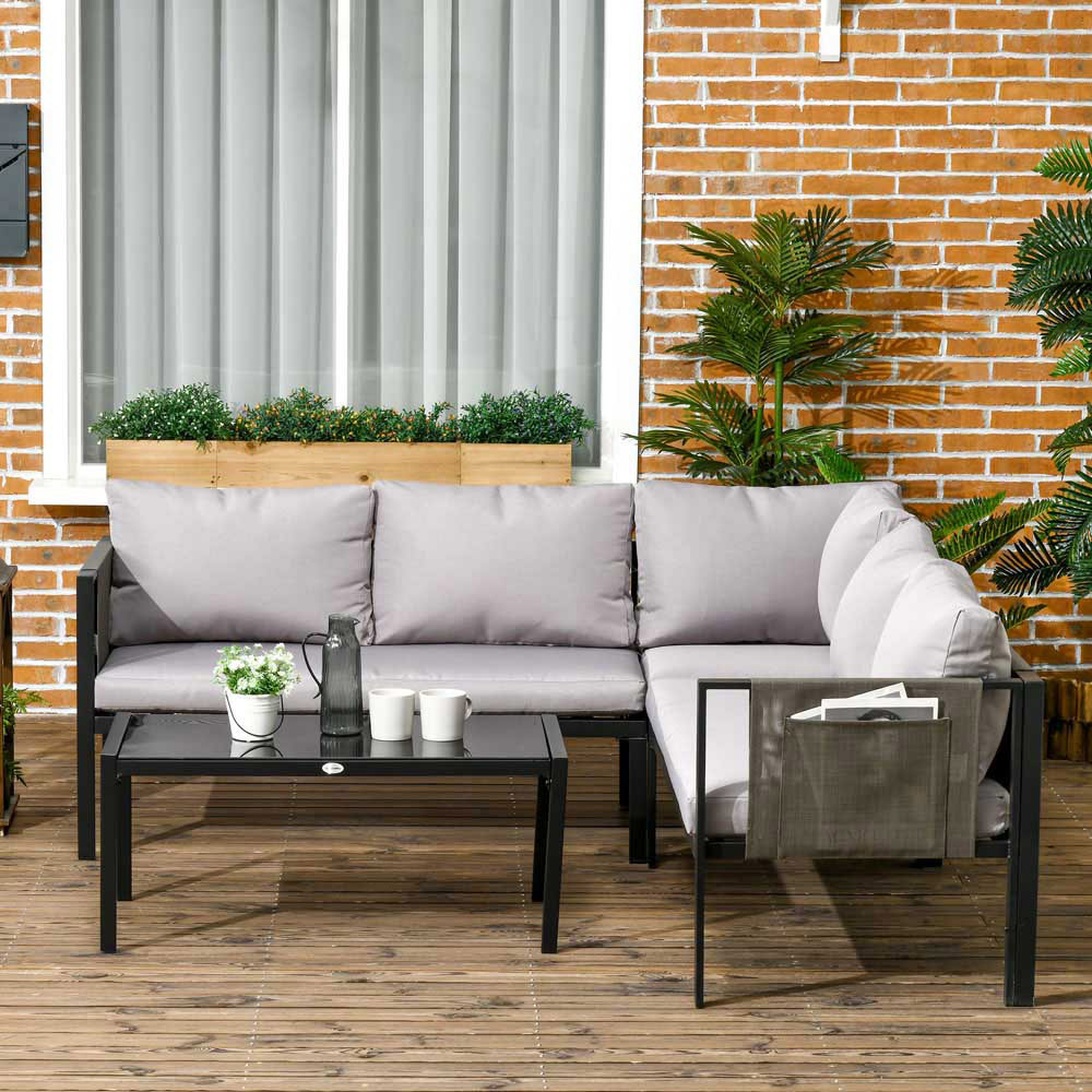 Outsunny 4pc Garden Furniture Set Grey
