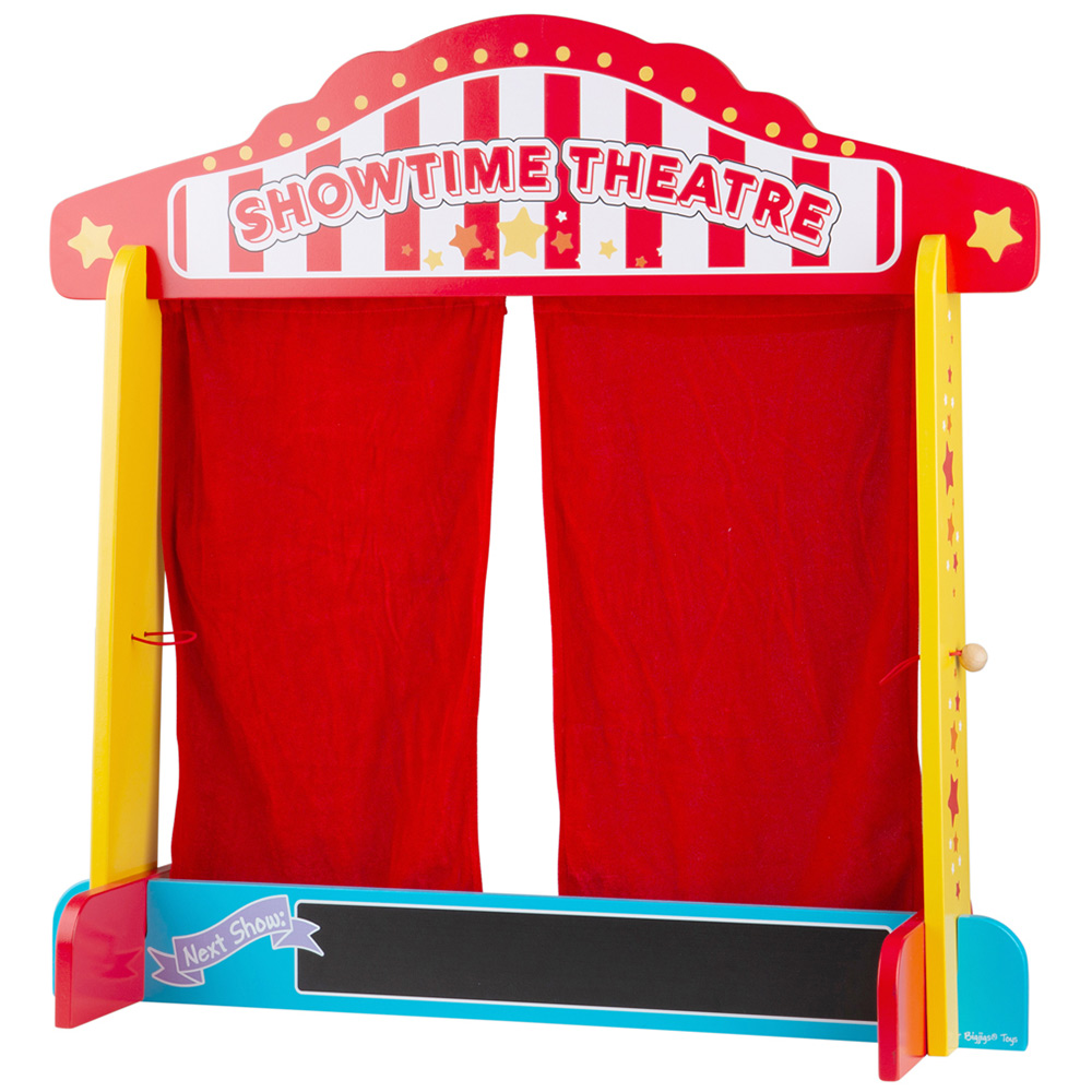 Bigjigs Toys Wooden Table Top Theatre - Red - 65cm
