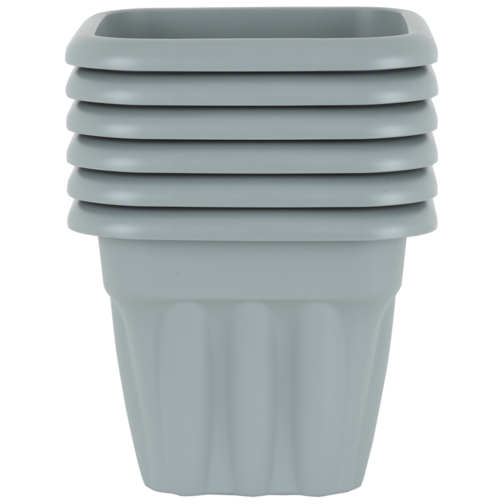 Wham Vista Upcycle Grey Recycled Plastic Square Planter 25cm 6 Pack