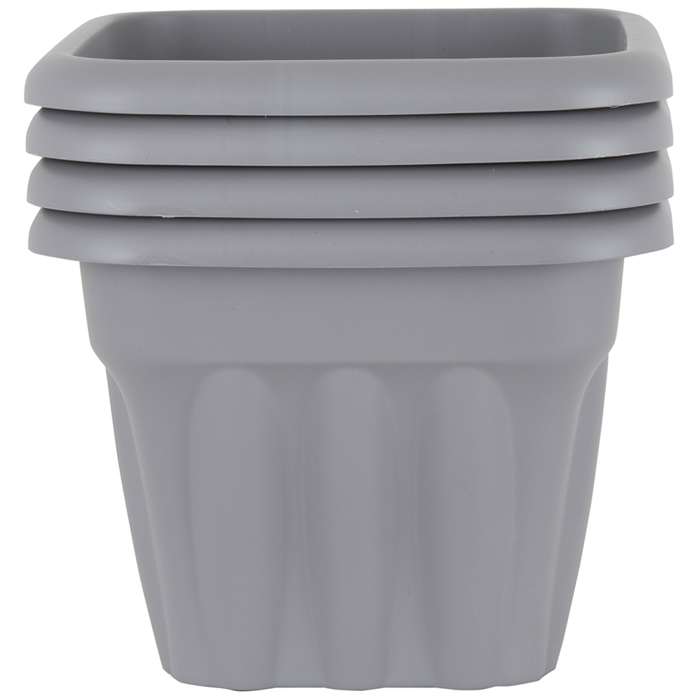 Wham Vista Upcycle Grey Recycled Plastic Square Planter 33cm 4 Pack