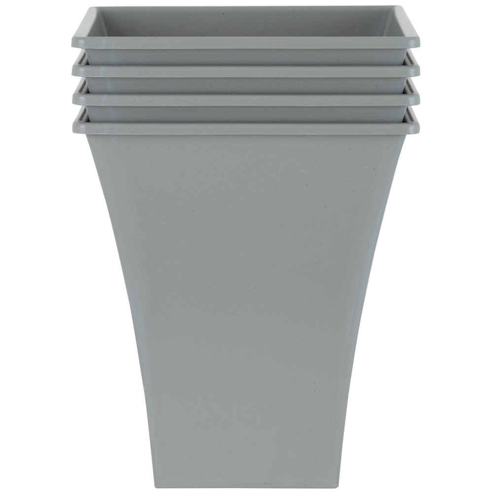 Wham Metallica Cement Grey Recycled Plastic Square Planter 23cm 4 Pack
