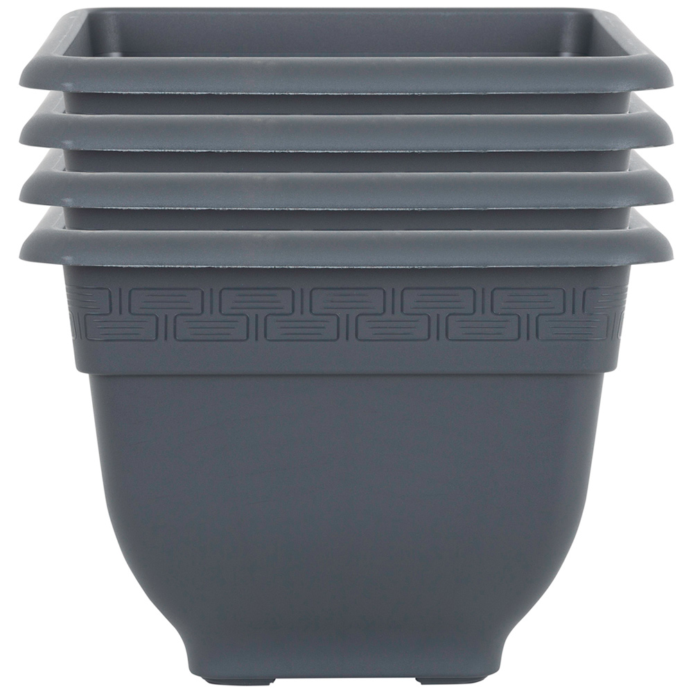 Wham Bell Pot Slate Recycled Plastic Square Planter 37cm 4 Pack