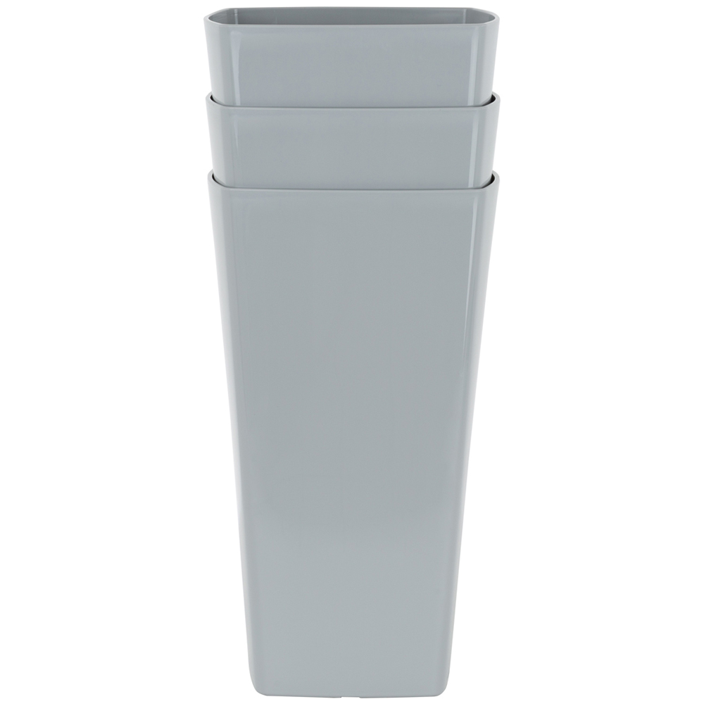 Wham Studio Cool Grey Tall Square Plastic Planter 16cm 3 Pack
