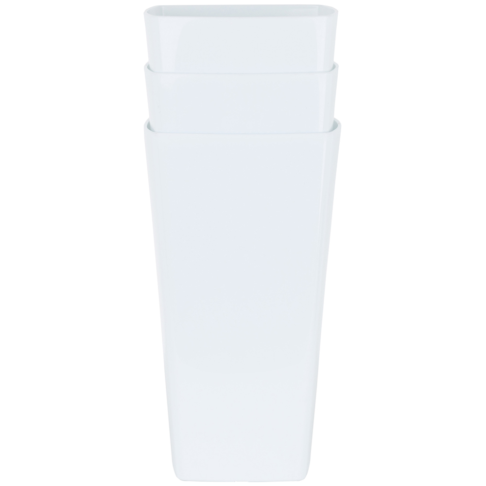 Wham Studio Ice White Tall Square Plastic Planter 16cm 3 Pack
