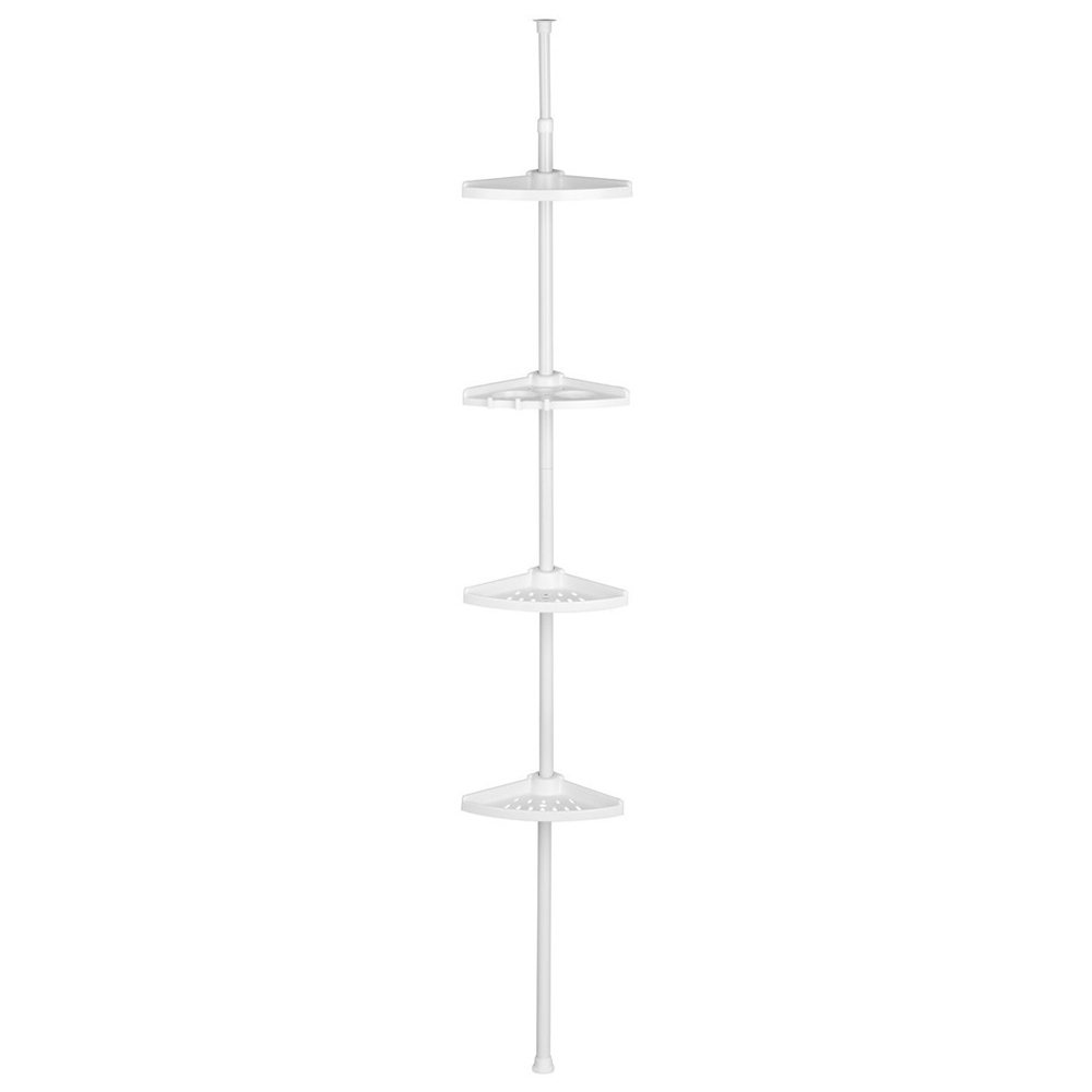Premier Housewares White 4 Tier Spring Mount Shelf Unit
