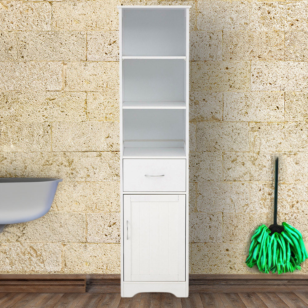 Premier Housewares White Portland Single Door Single Drawer Tall Floor Cabinet