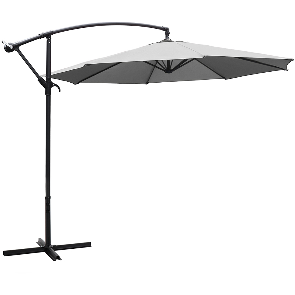 Living and Home Light Grey Cantilever Parasol with Cross Base 3m