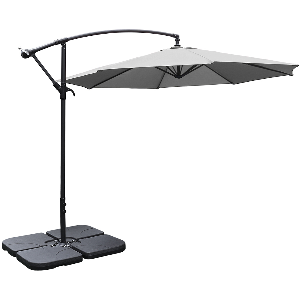 Living and Home Light Grey Cantilever Parasol with Square Base 3m