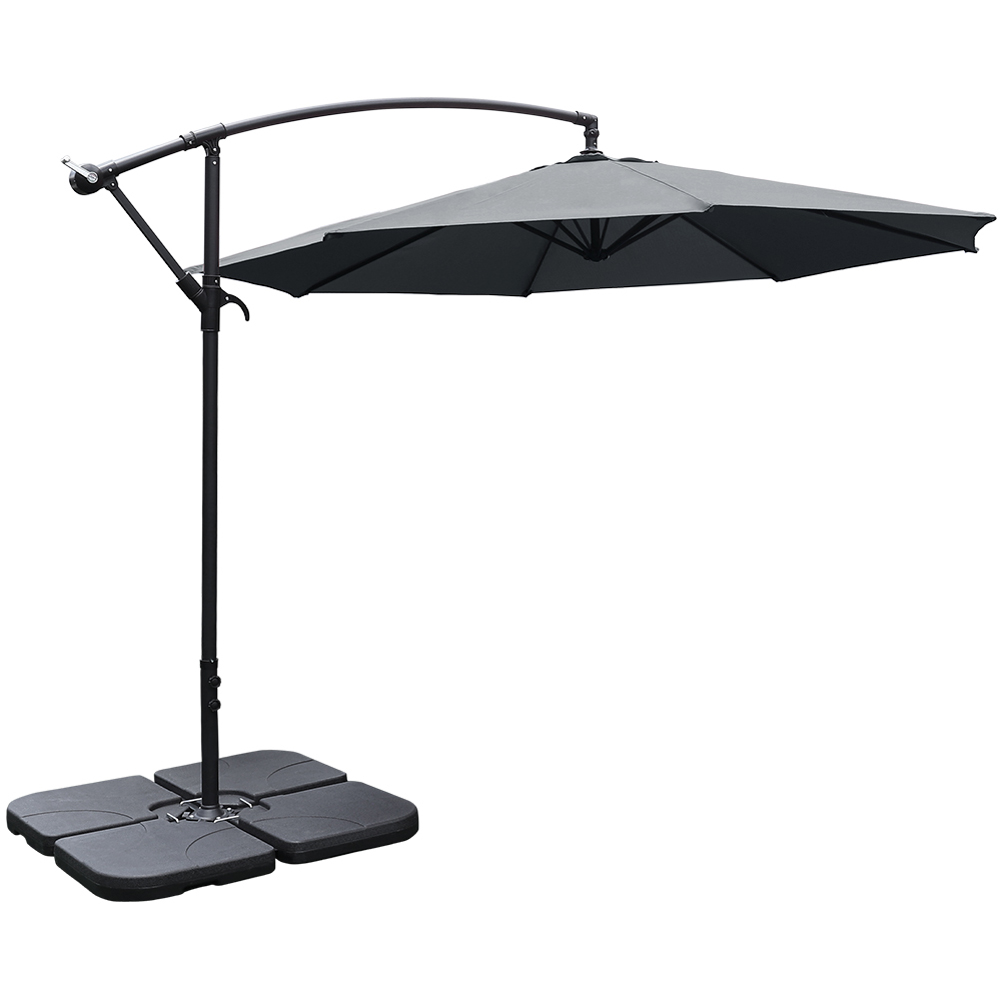 Living and Home Dark Grey Cantilever Parasol with Square Base 3m