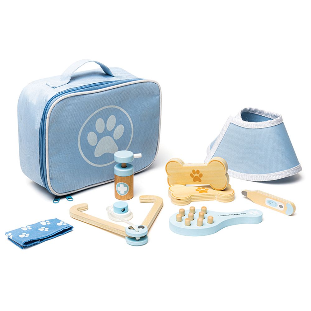 Bigjigs Toys Wooden Veterinary Set - Kids Pretend Play - Purple