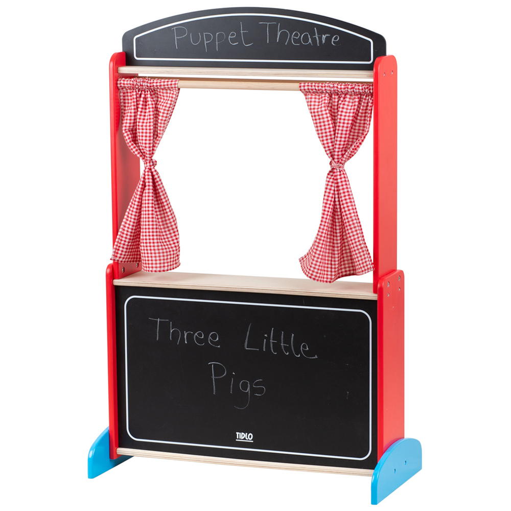 Tidlo Toys Kids Wooden Puppet Theatre - Red