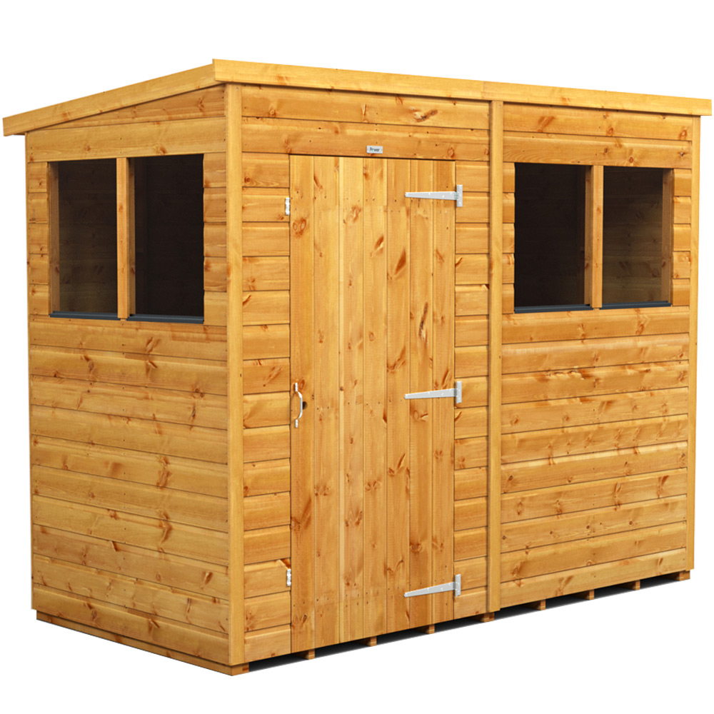 Powersheds 8 x 4ft Pent Wooden Garden Shed - Modular Assembly - Dip Treated Wood