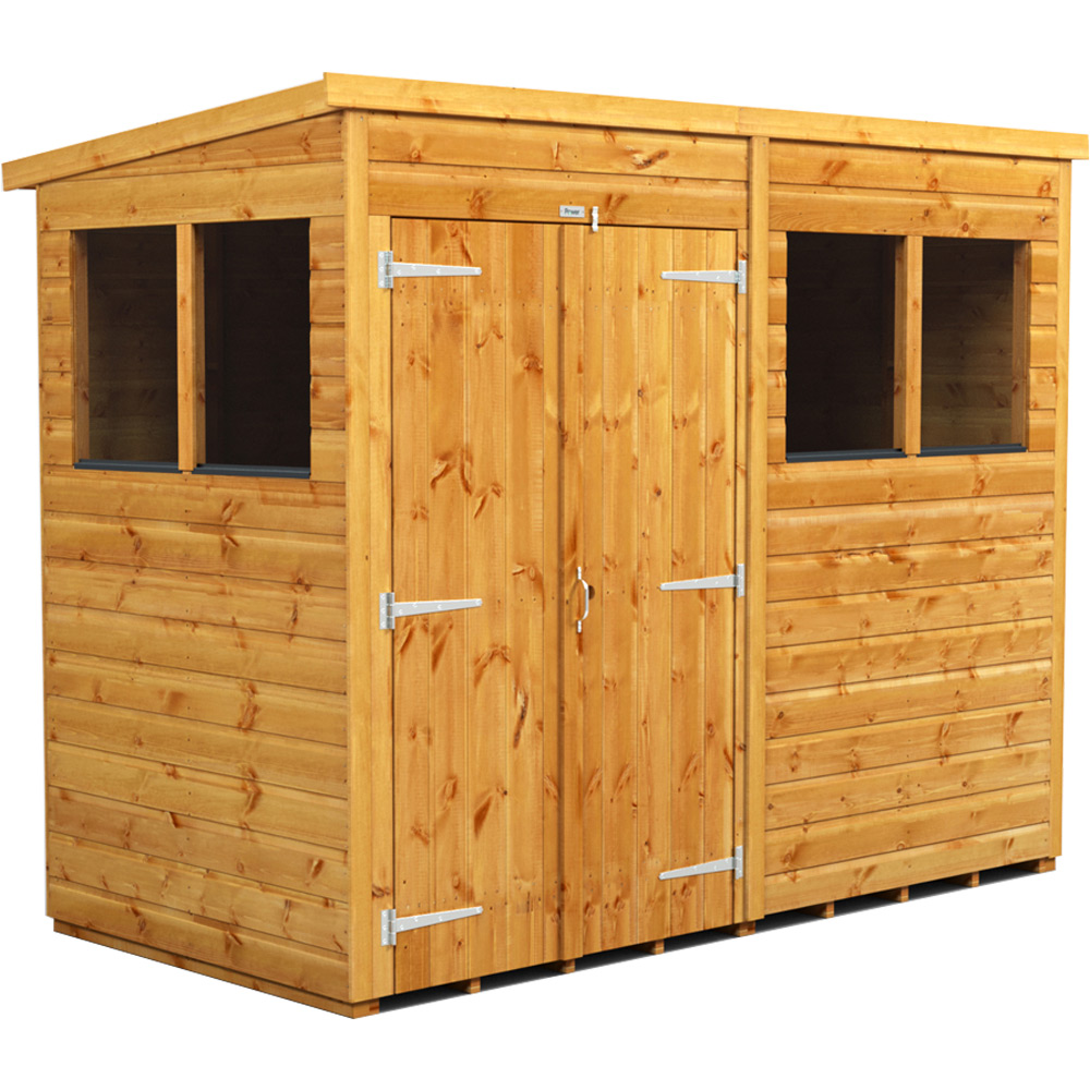 Powersheds Power Sheds 8 X 4Ft Double Door Pent Wooden Shed - Brown Size 4 X 8Ft