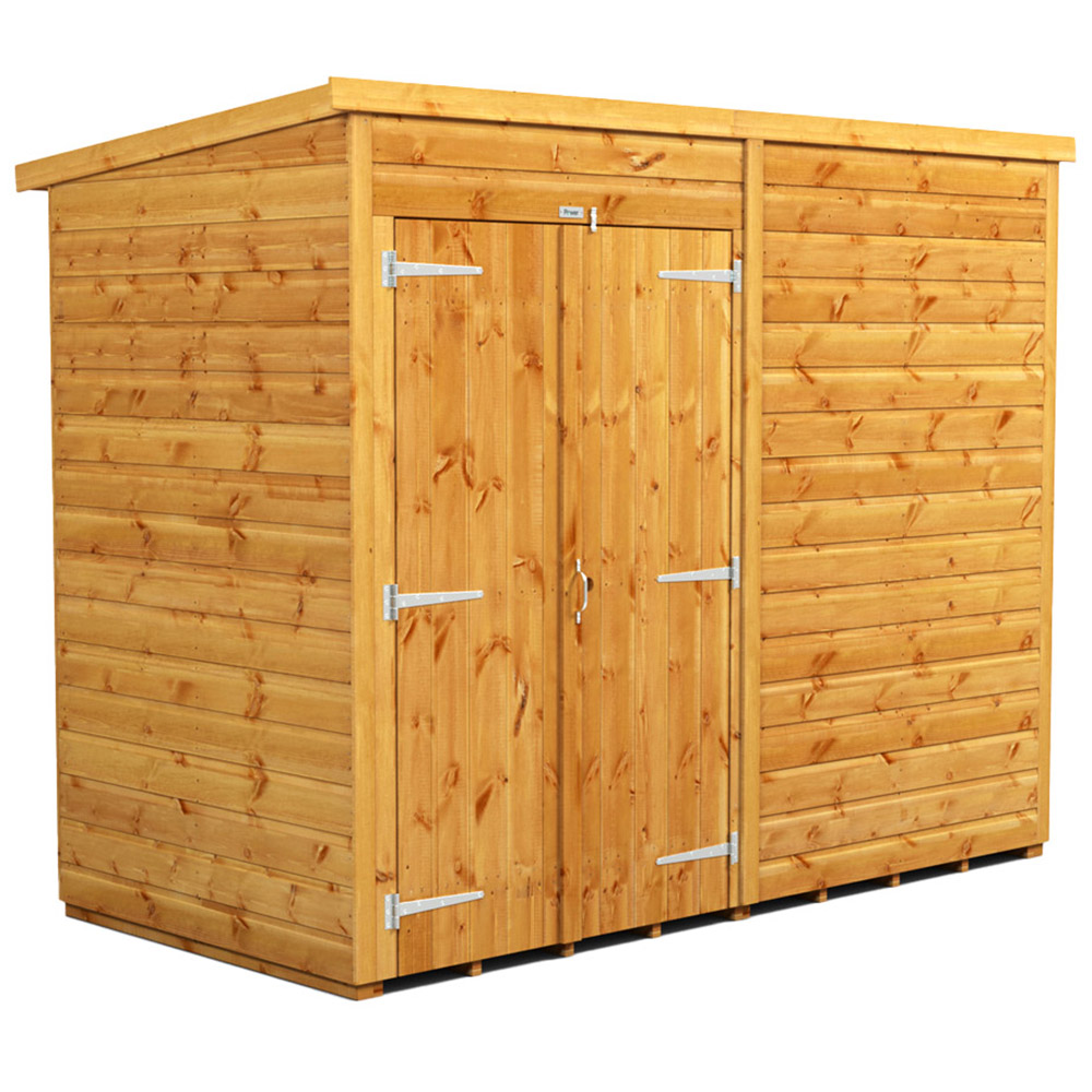Powersheds Power Sheds 8 X 4Ft Double Door Pent Wooden Shed - Brown Size 4 X 8Ft