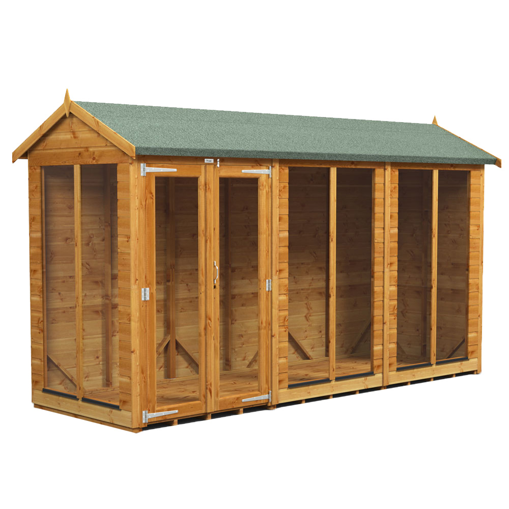 Powersheds Brown Power Sheds X 4Ft Double Door Apex Traditional Summerhouse Size 12