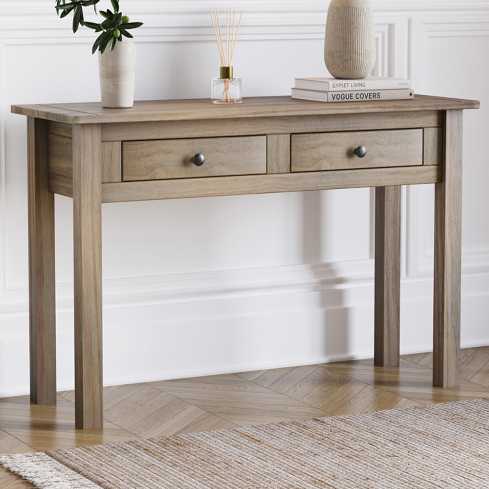 VIDA DESIGNS Panama 2 Drawer Solid Pine Console Table
