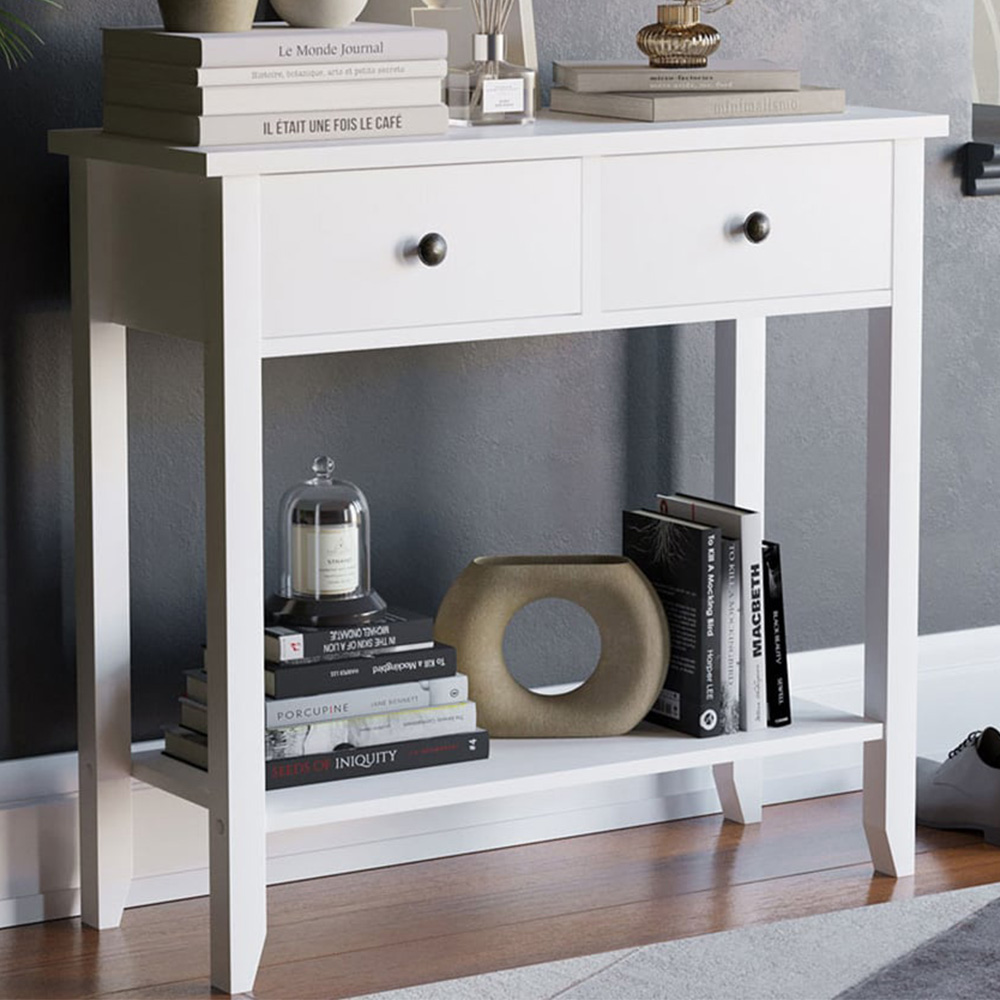 VIDA DESIGNS Windsor 2 Drawer White Console Table