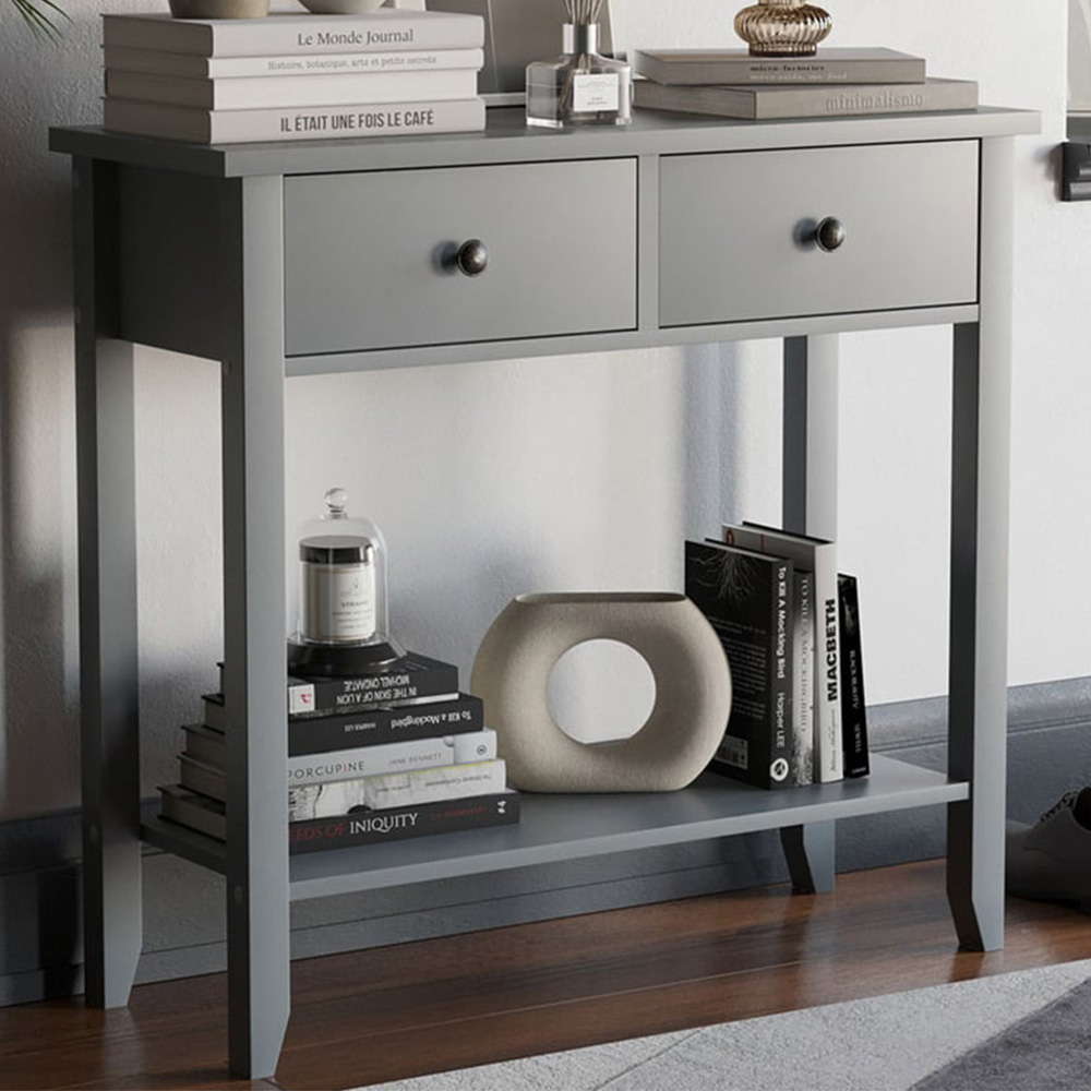 VIDA DESIGNS Windsor 2 Drawer Grey Console Table