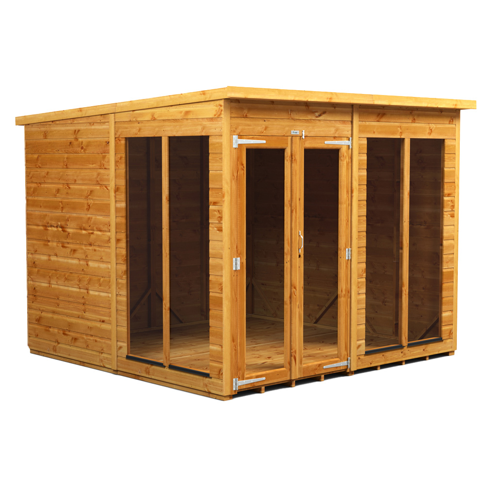 Powersheds Brown Power Sheds X 8Ft Double Door Pent Traditional Summerhouse Size 8