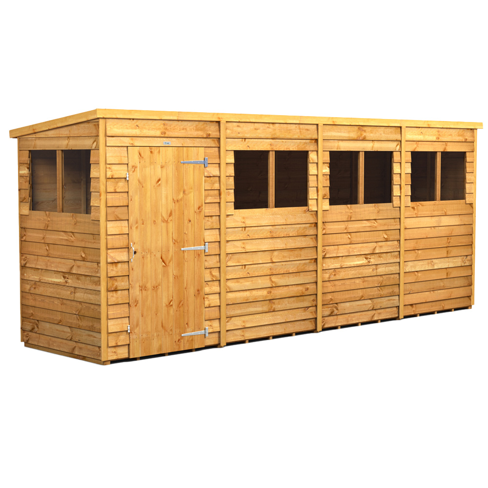 Powersheds Brown Power X 4Ft Overlap Pent Garden Shed Size 16