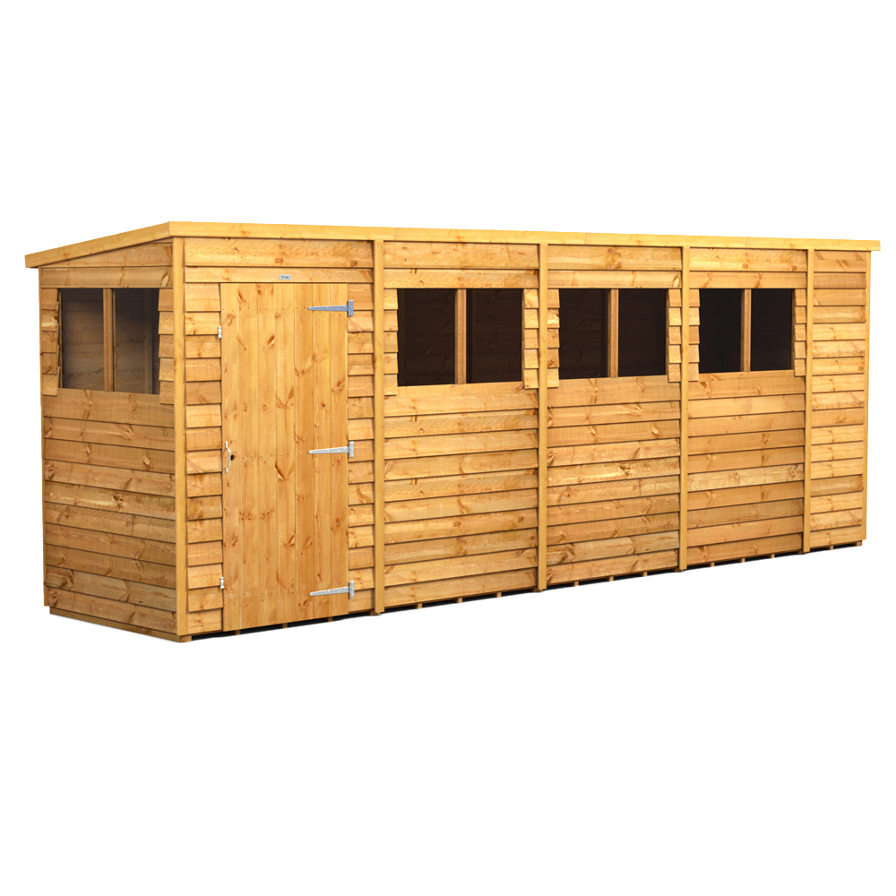 Powersheds Brown Power X 4Ft Overlap Pent Garden Shed Size 18