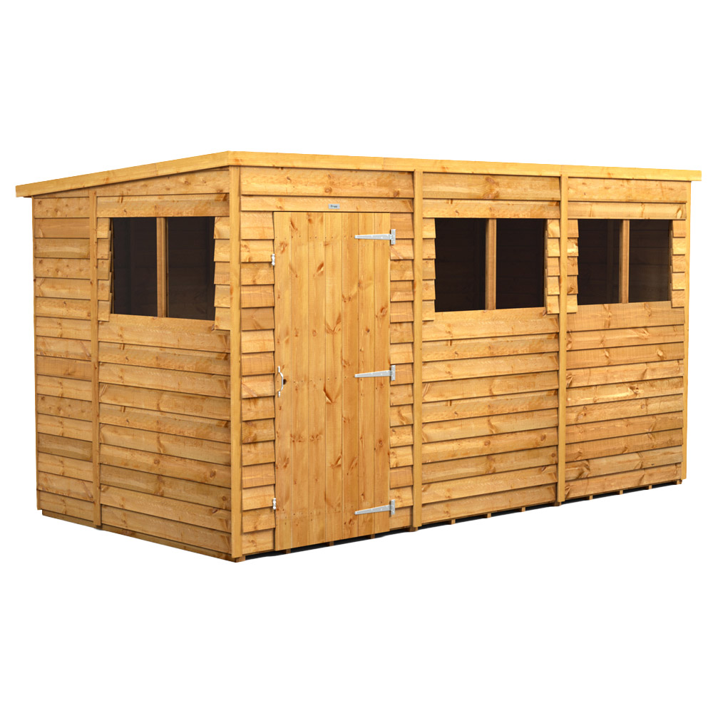 Powersheds Brown Power X 6Ft Overlap Pent Garden Shed Size 12