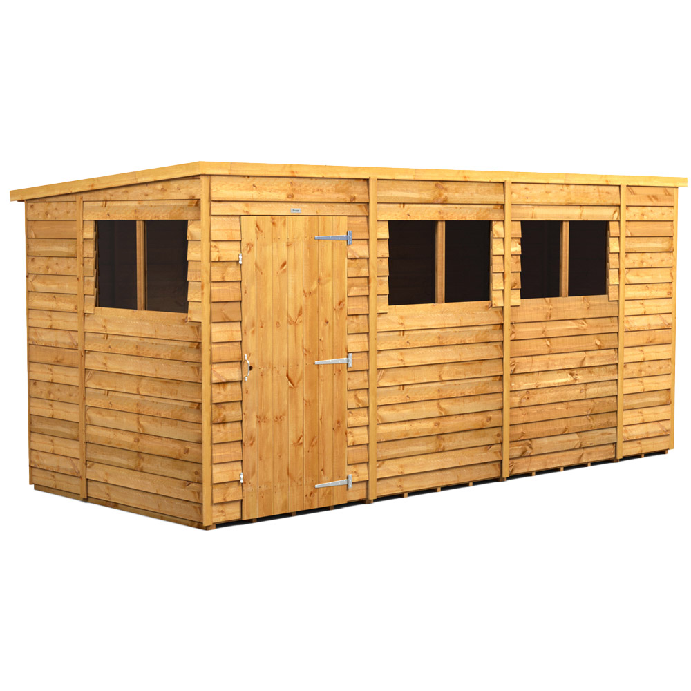 Powersheds Brown Power X 6Ft Overlap Pent Garden Shed Size 14
