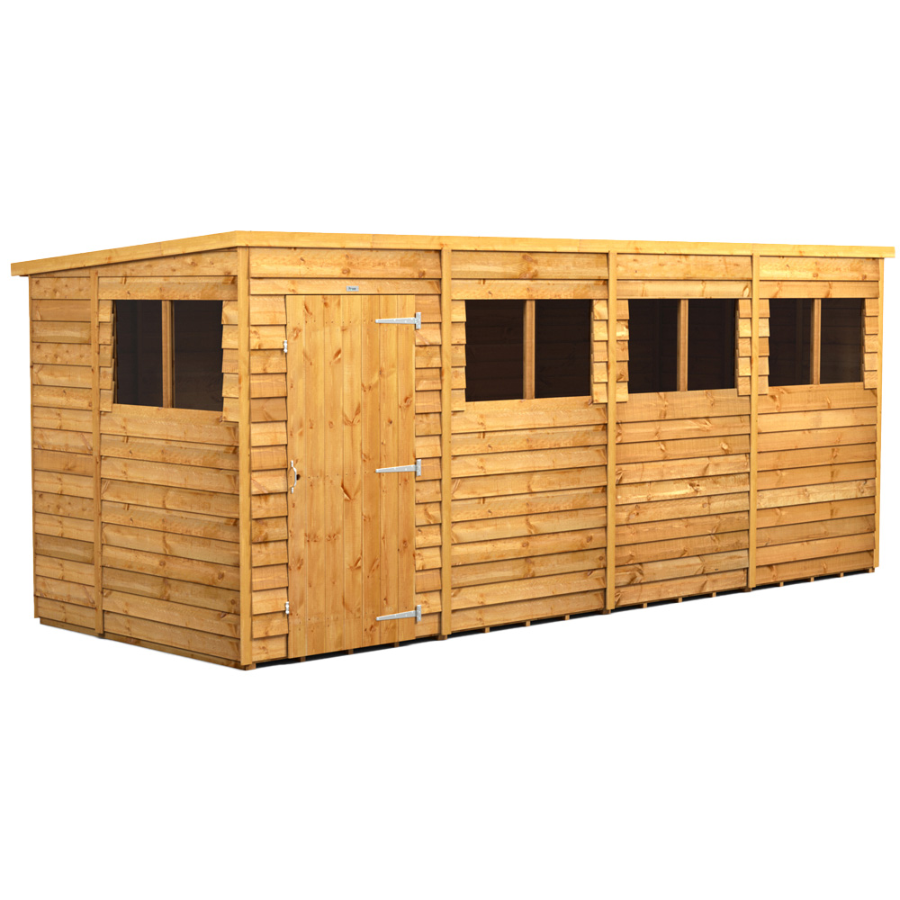 Powersheds Brown Power X 6Ft Overlap Pent Garden Shed Size 16