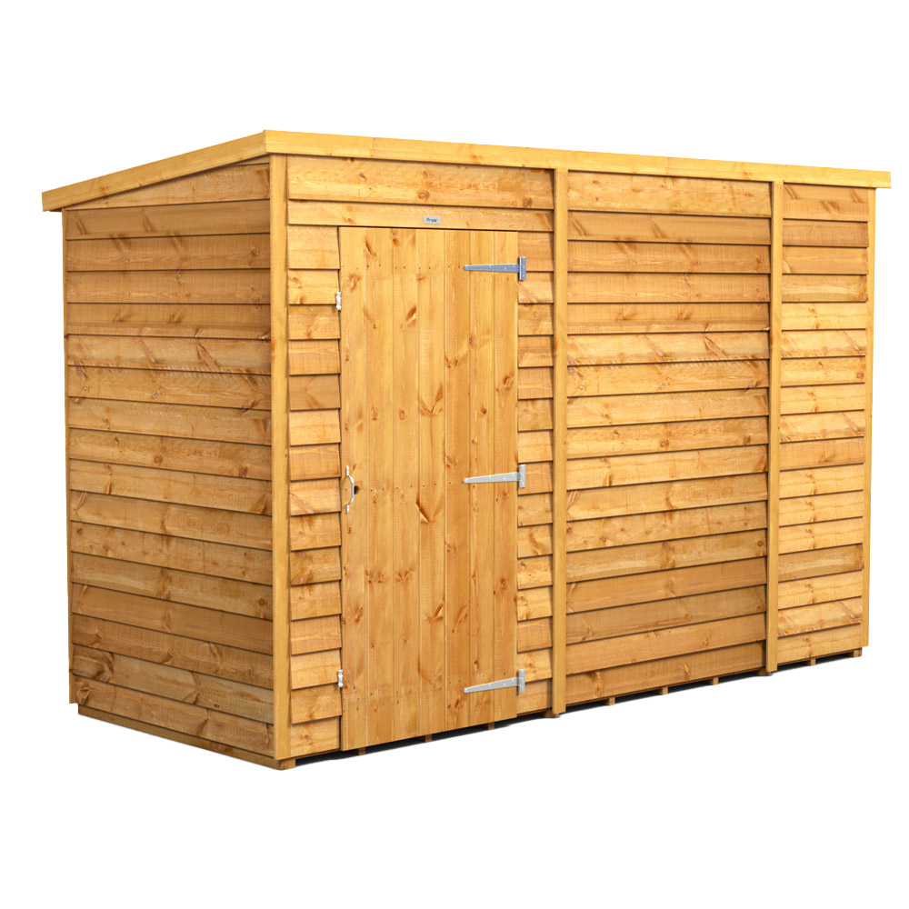 Powersheds Brown Power X 4Ft Overlap Pent Garden Shed Size 10