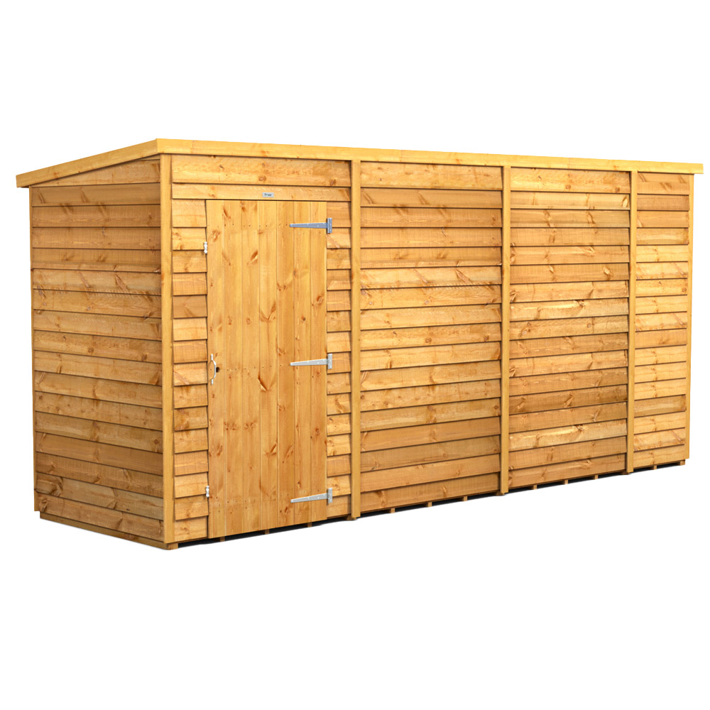 Powersheds Brown Power X 4Ft Overlap Pent Garden Shed Size 14