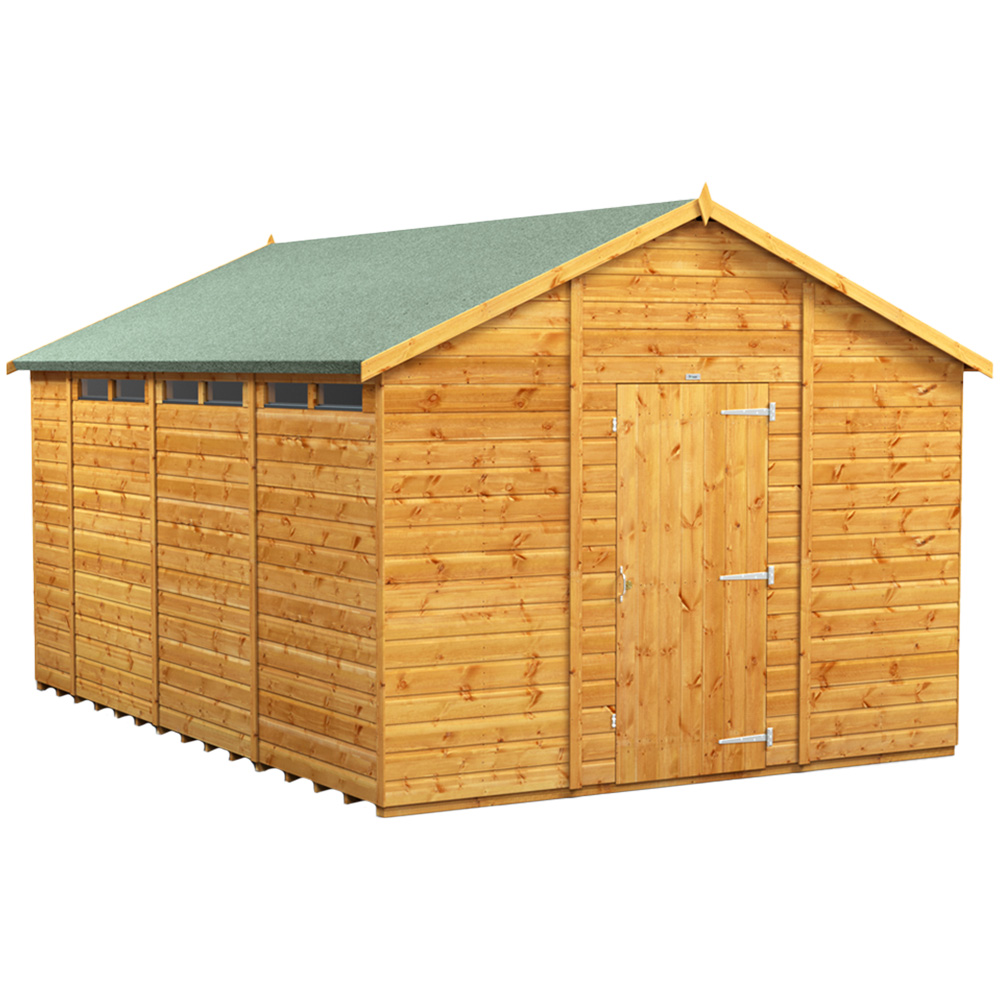 Powersheds 14 x 10ft Apex Security Shed - Wood/Wax - Brown