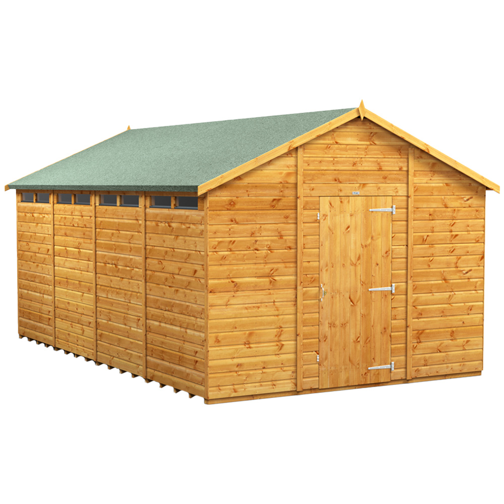 Powersheds 16 x 10ft Apex Security Shed - Wood/Wax - Brown - New