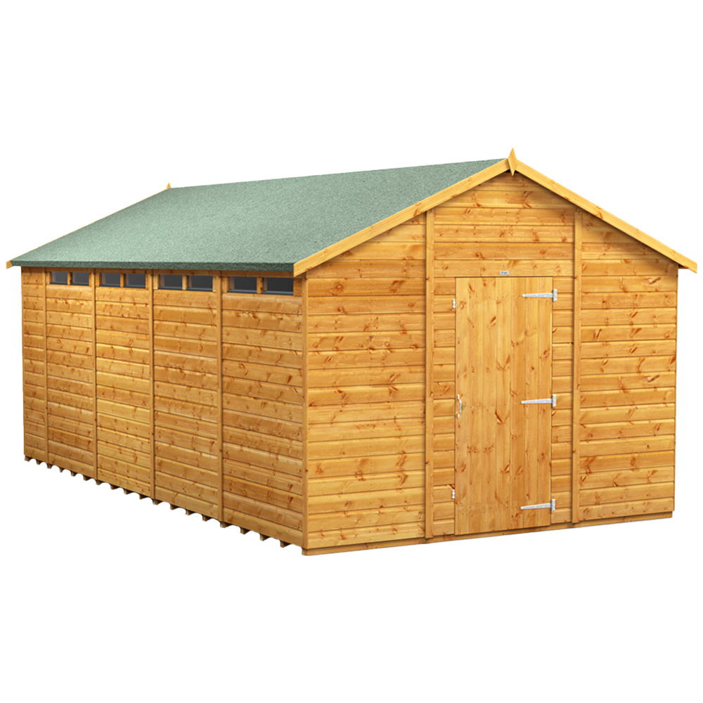 Powersheds 18 x 10ft Apex Security Shed - Wood/Wax - Brown