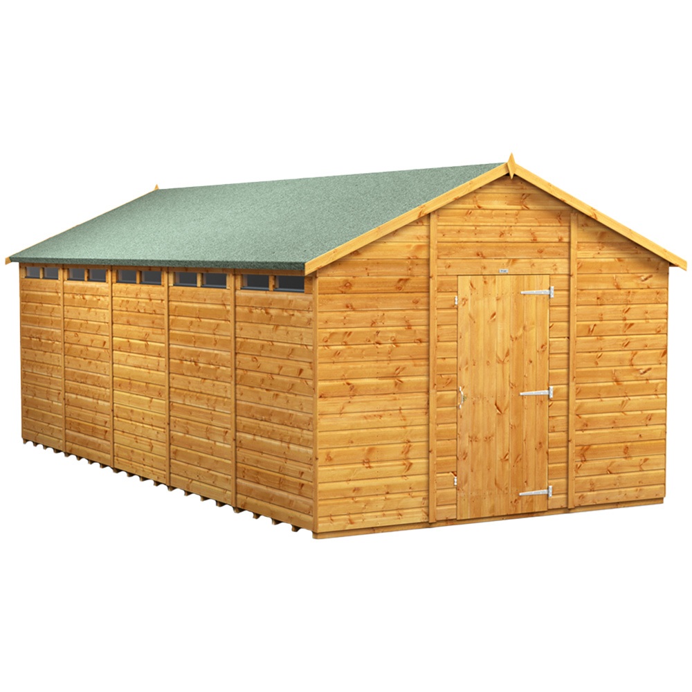 Powersheds 20 x 10ft Apex Security Shed - Wood/Wax Treated - Brown