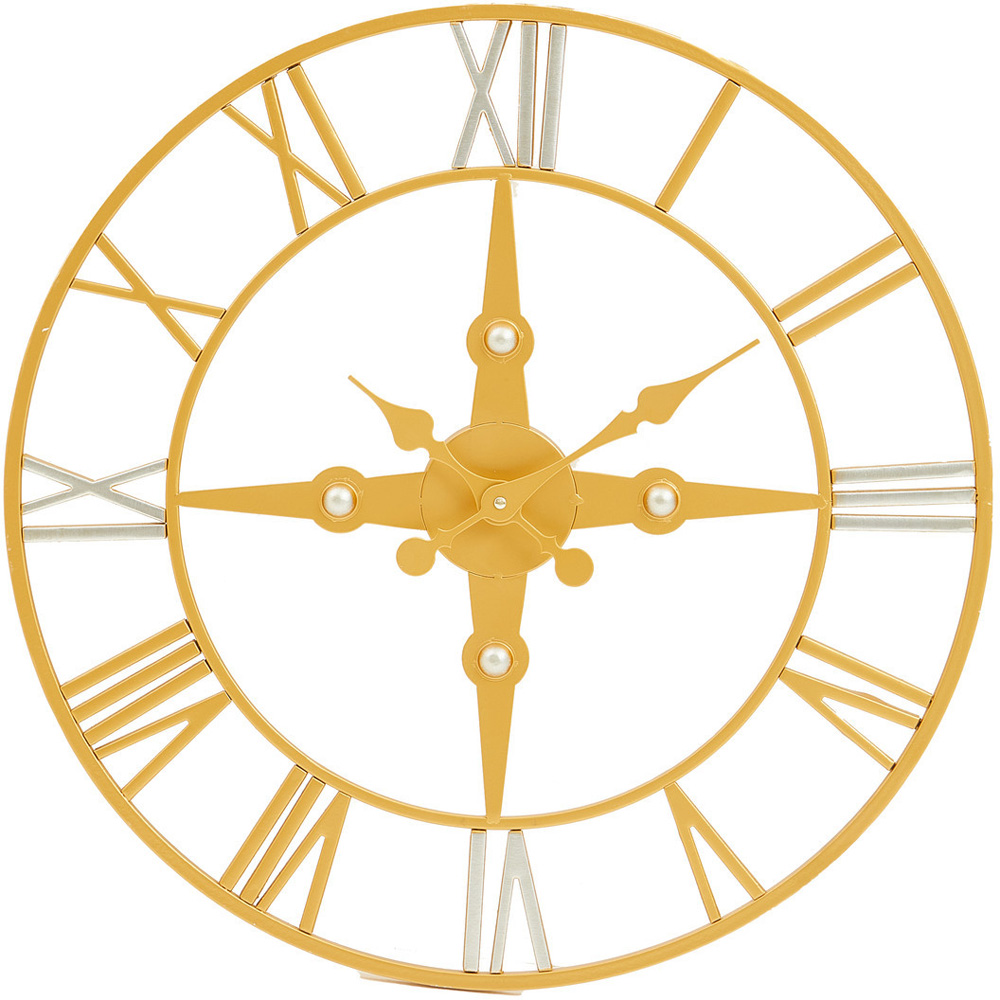 Premier Housewares Vitus Gold and Silver Round Wall Clock 59cm