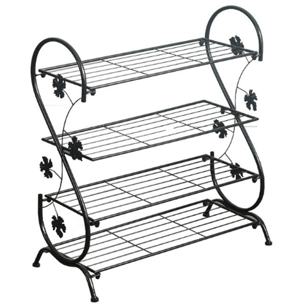 Living and Home 4 Tier Vintage Black Shoe Rack
