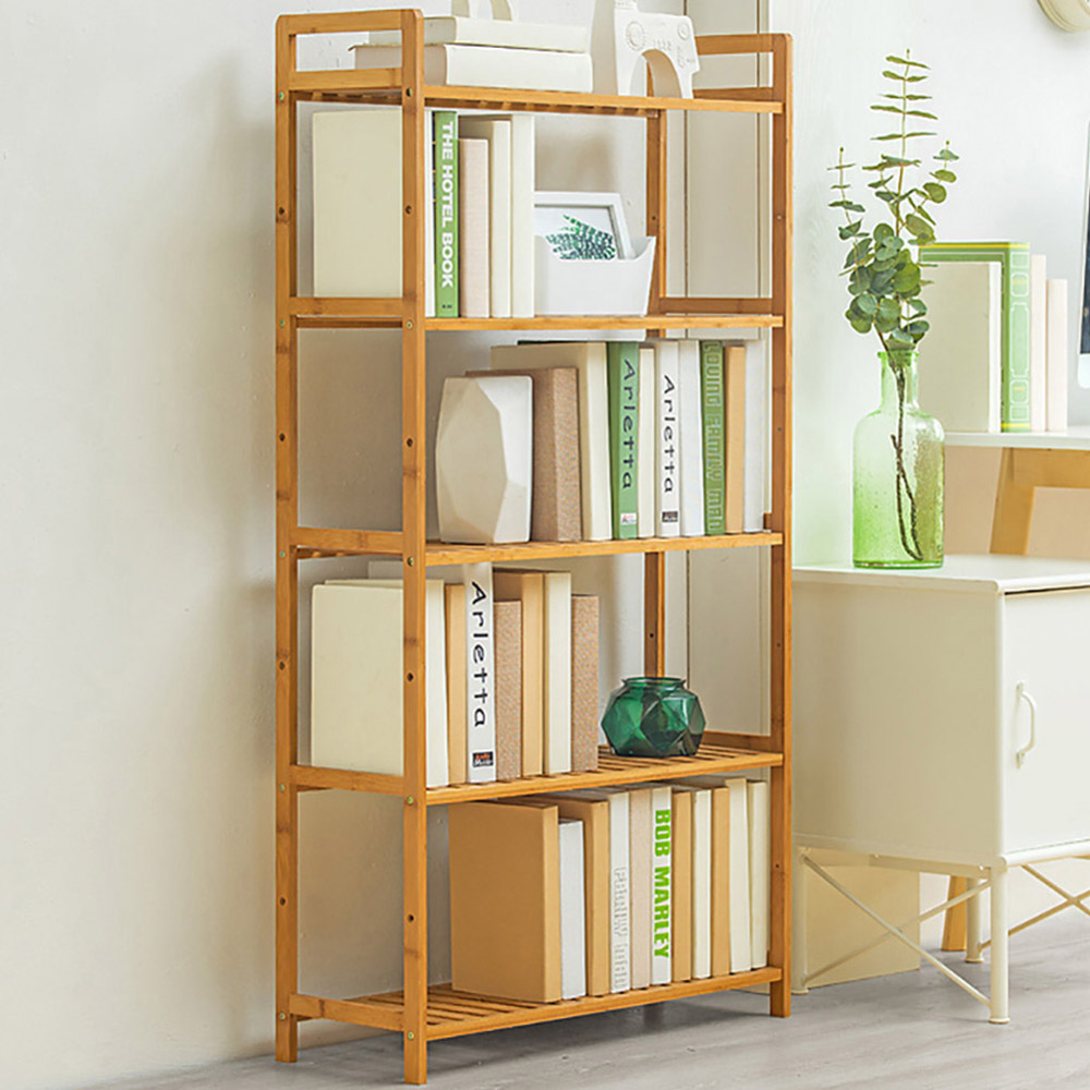 Living and Home 5 Shelf Natural Large Bookshelf