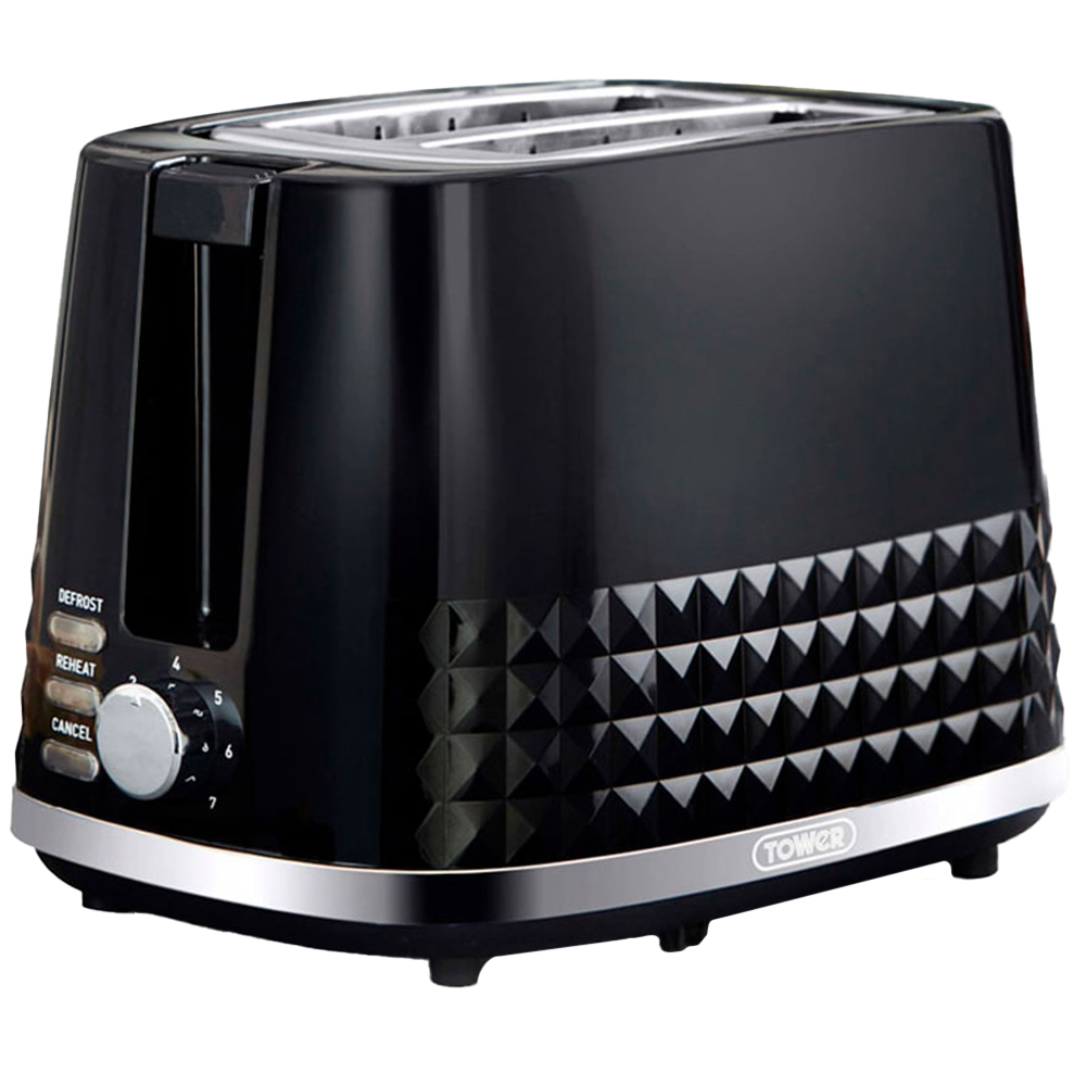 Tower T20082BLK Black and Chrome Solitaire 2 Slice Toaster