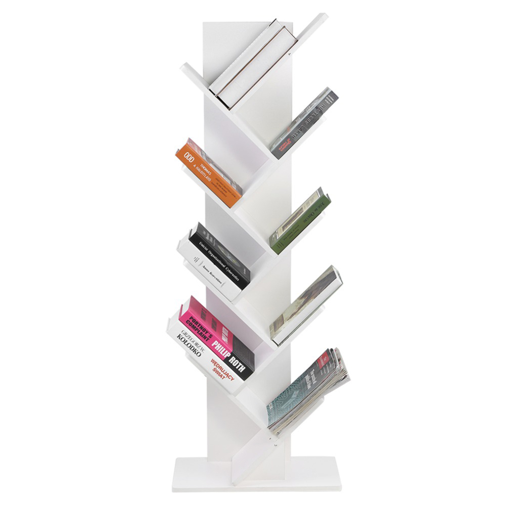 Living and Home 9-Tier White Tree-shaped Rustic Bookshelf