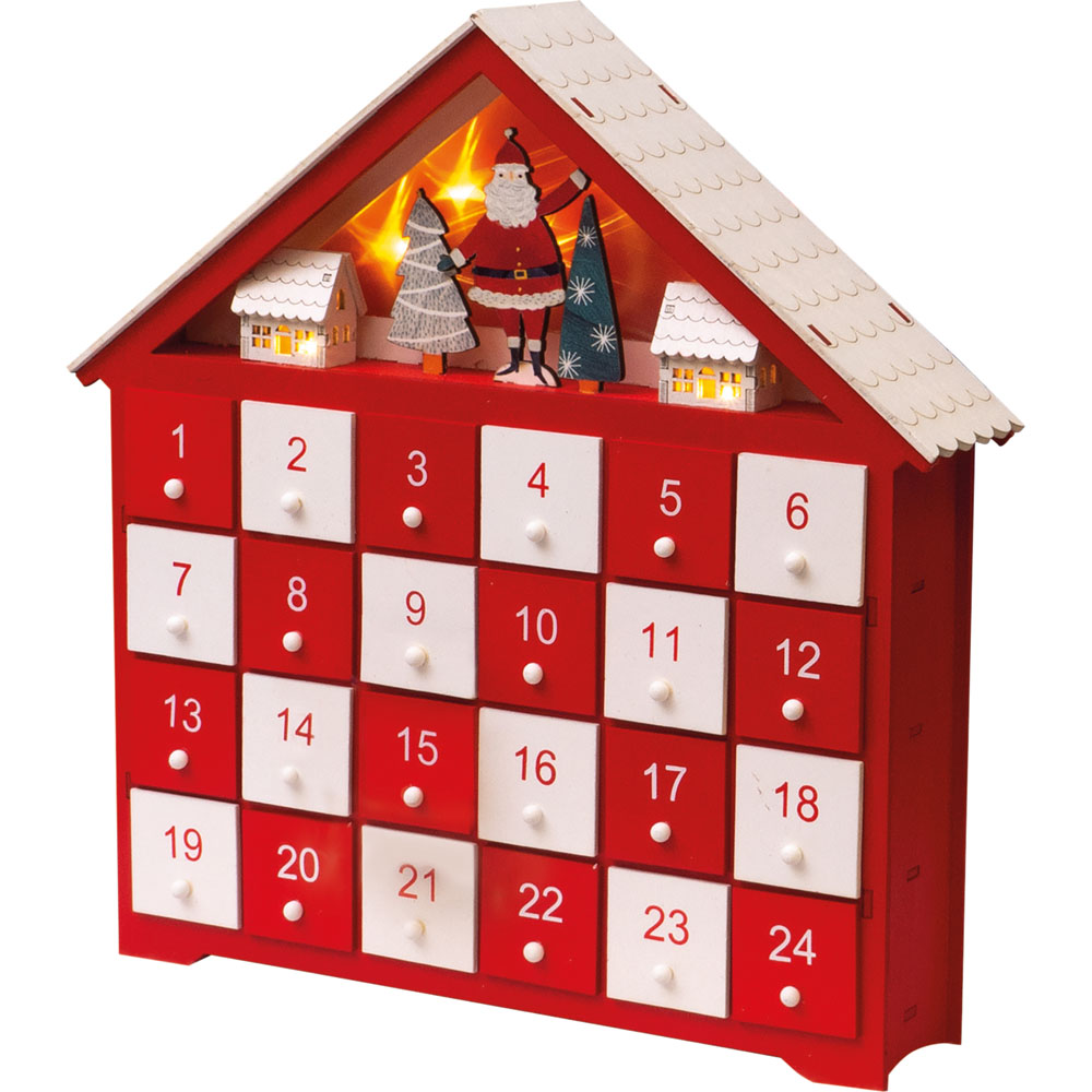 St Helens Red and White Wooden Advent Calendar