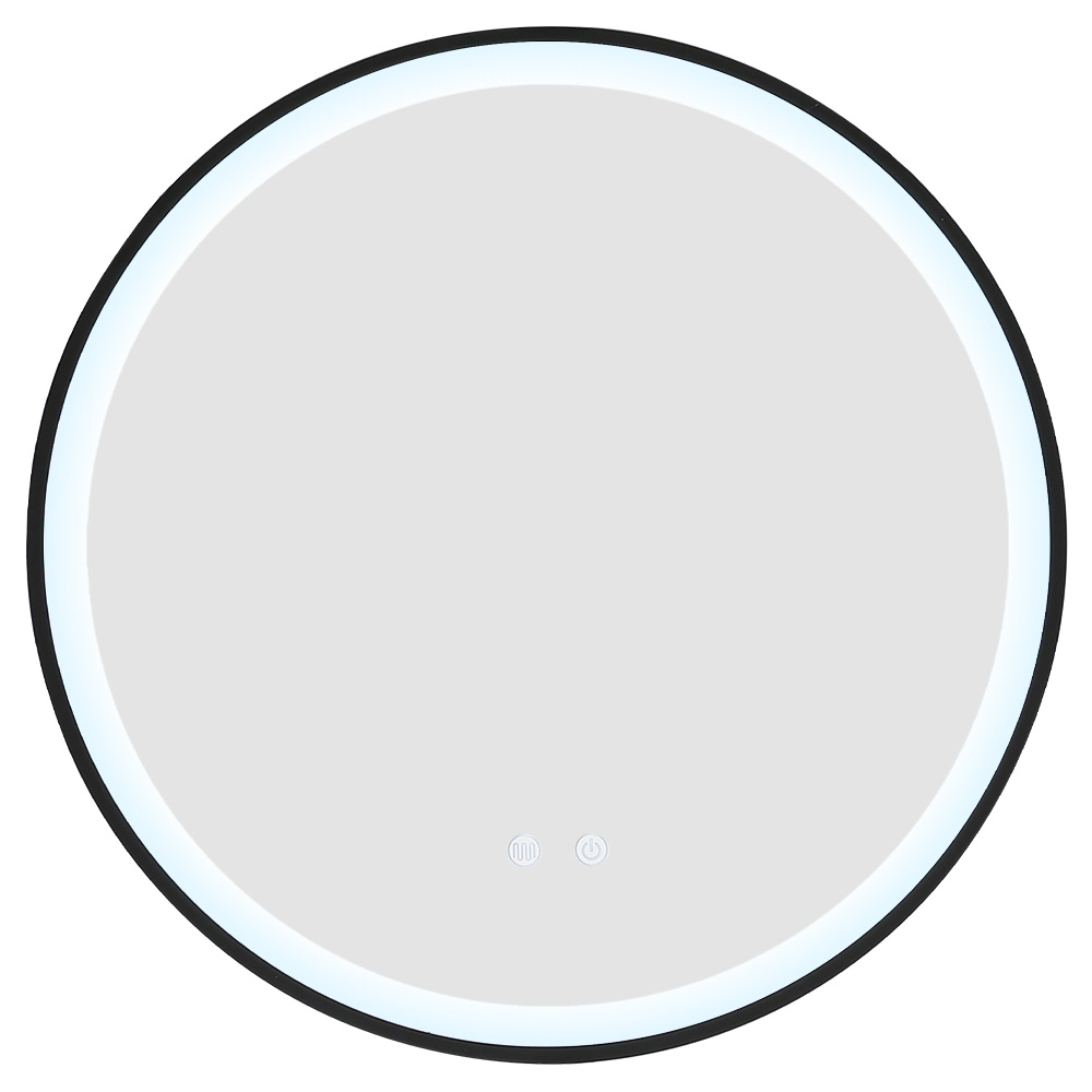 Living and Home White Framed Round LED Mirror