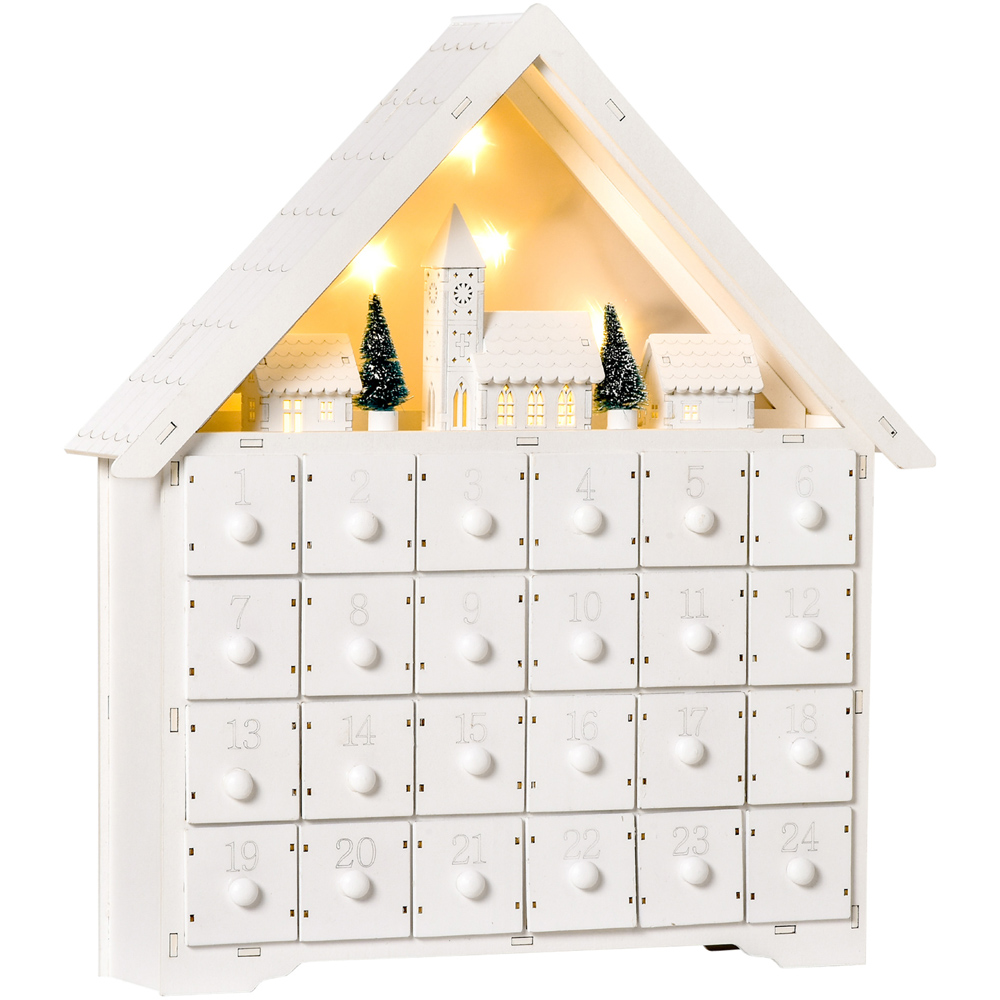 Everglow Light Up Wooden House Village with Countdown Drawer Christmas Advent Calendar