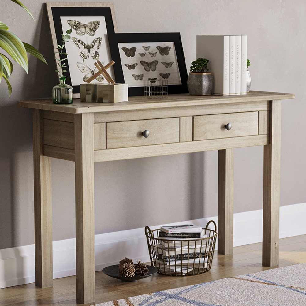 VIDA DESIGNS Panama 2 Drawer Pine Console Table