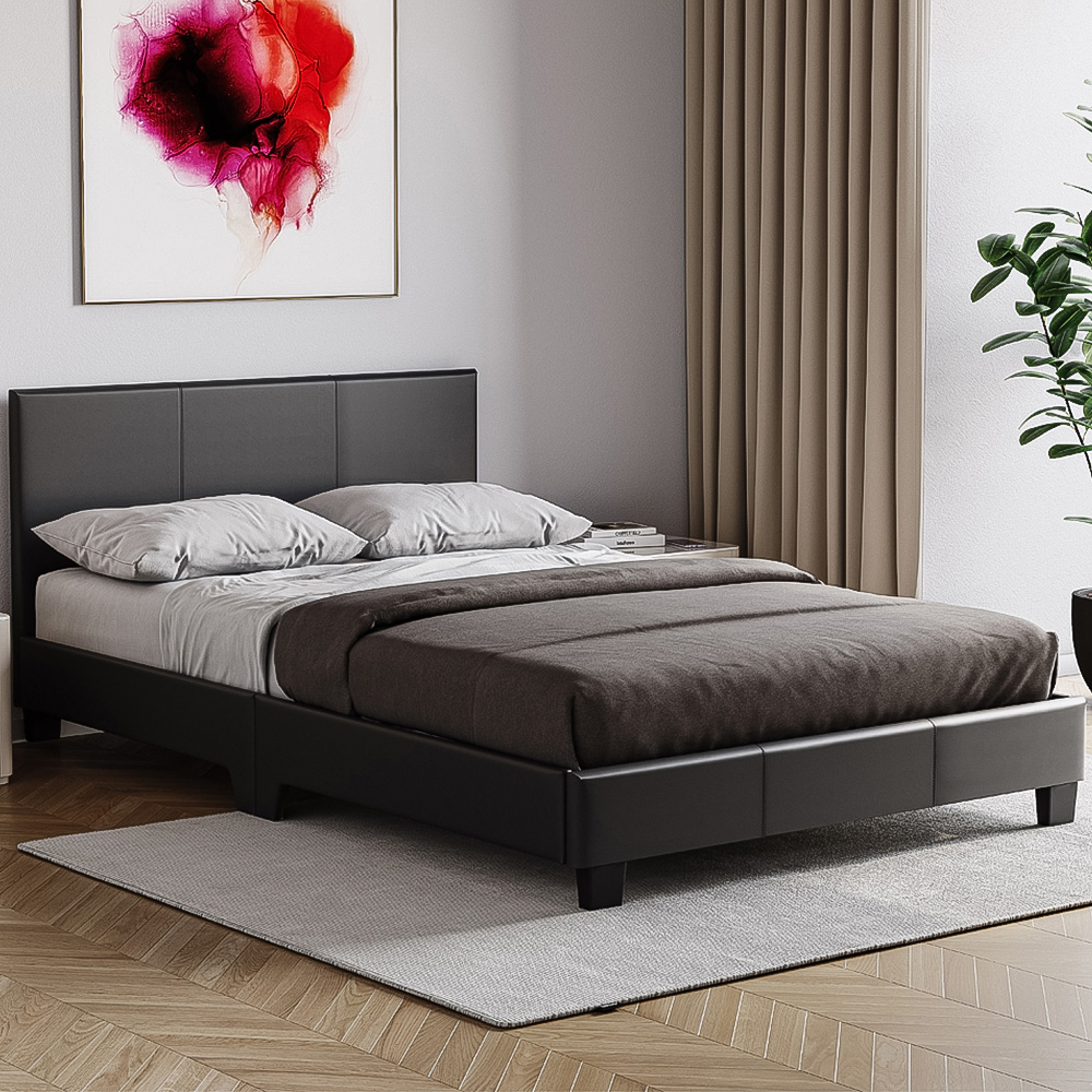 VIDA DESIGNS Lisbon Small Double Black Faux Leather Bed Frame