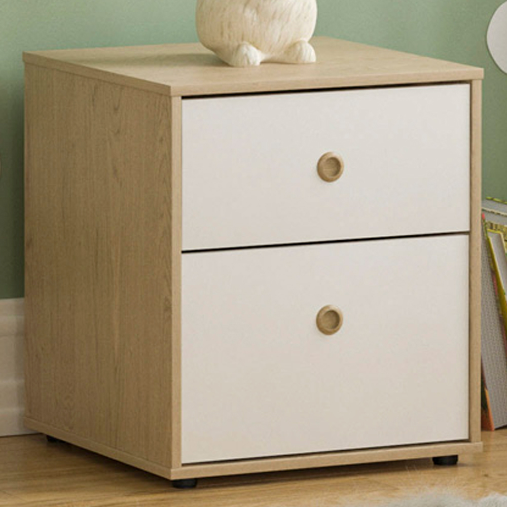 JUNIOR VIDA Neptune 2 Drawer White and Oak Bedside Table
