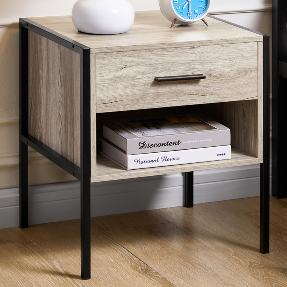 VIDA DESIGNS Brooklyn Single Drawer Grey Bedside Table
