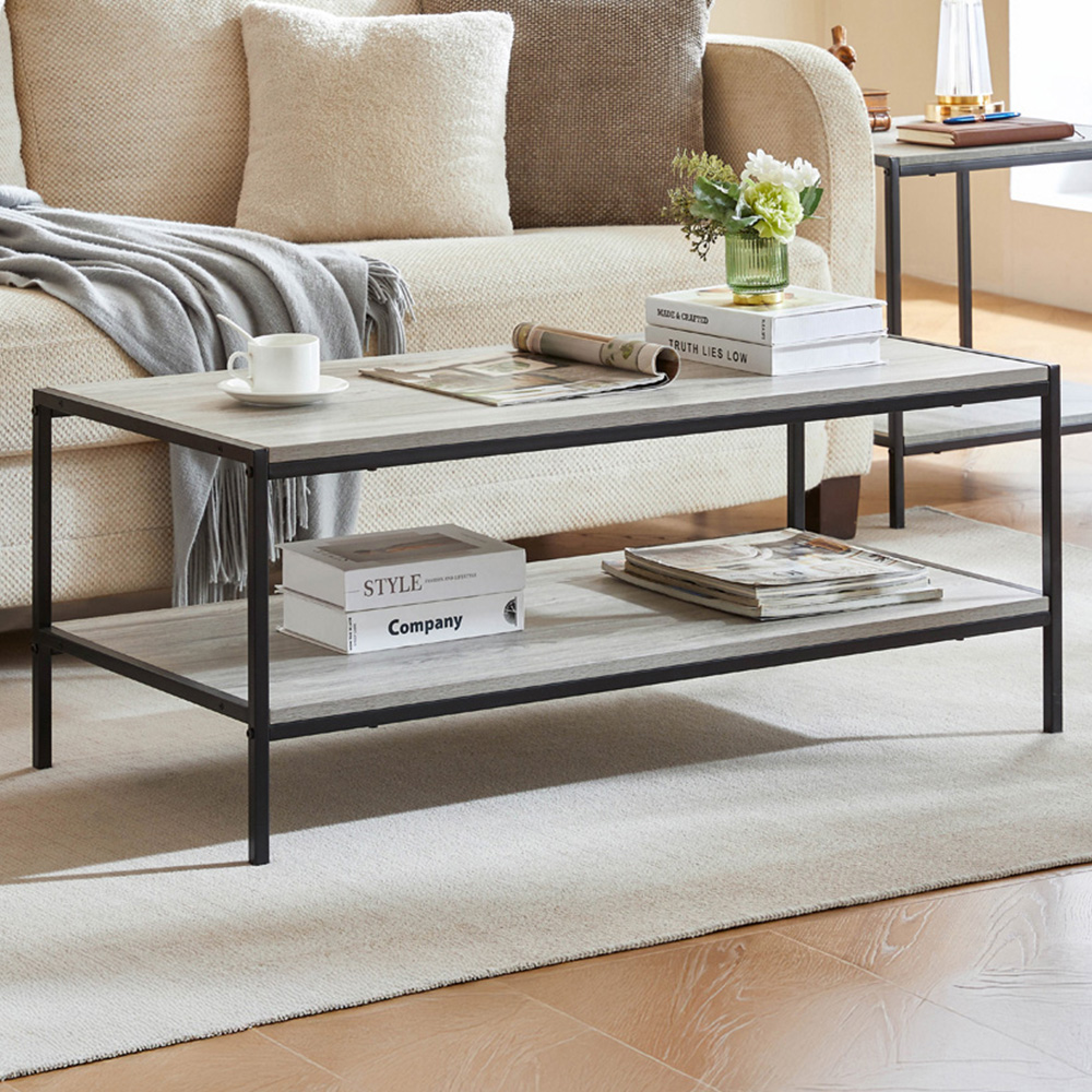 VIDA DESIGNS Brooklyn Grey Rustic Industrial Coffee Table