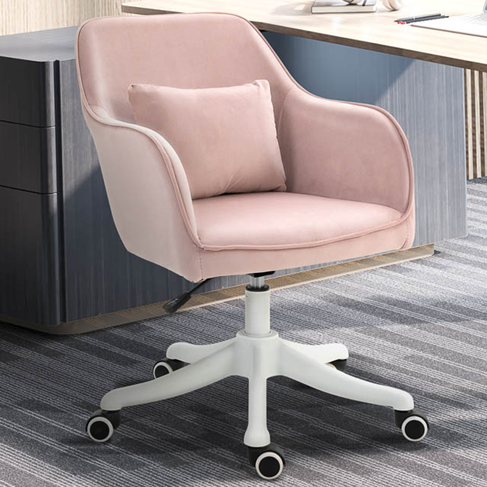 Portland Pink Velvet Feel Fabric Swivel Massage Office Chair
