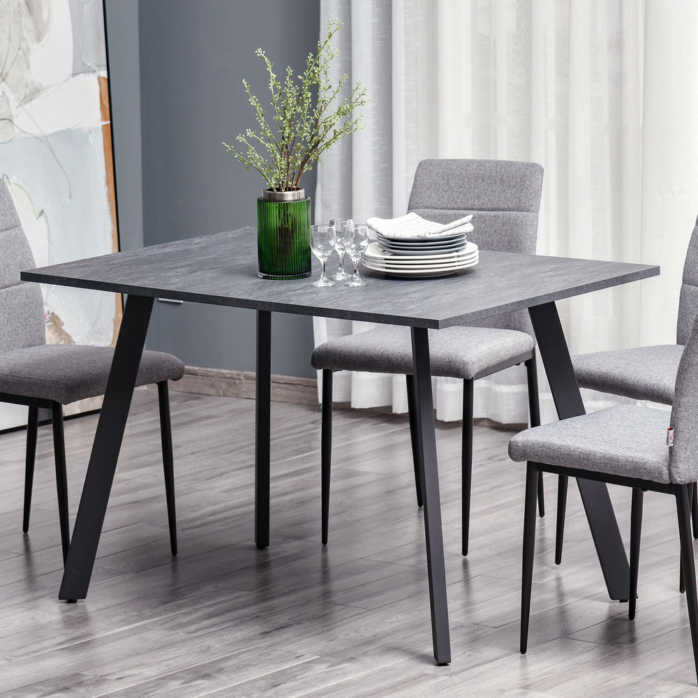 Portland 4 Seater Wooden Rectangular Dining Table Dark Grey